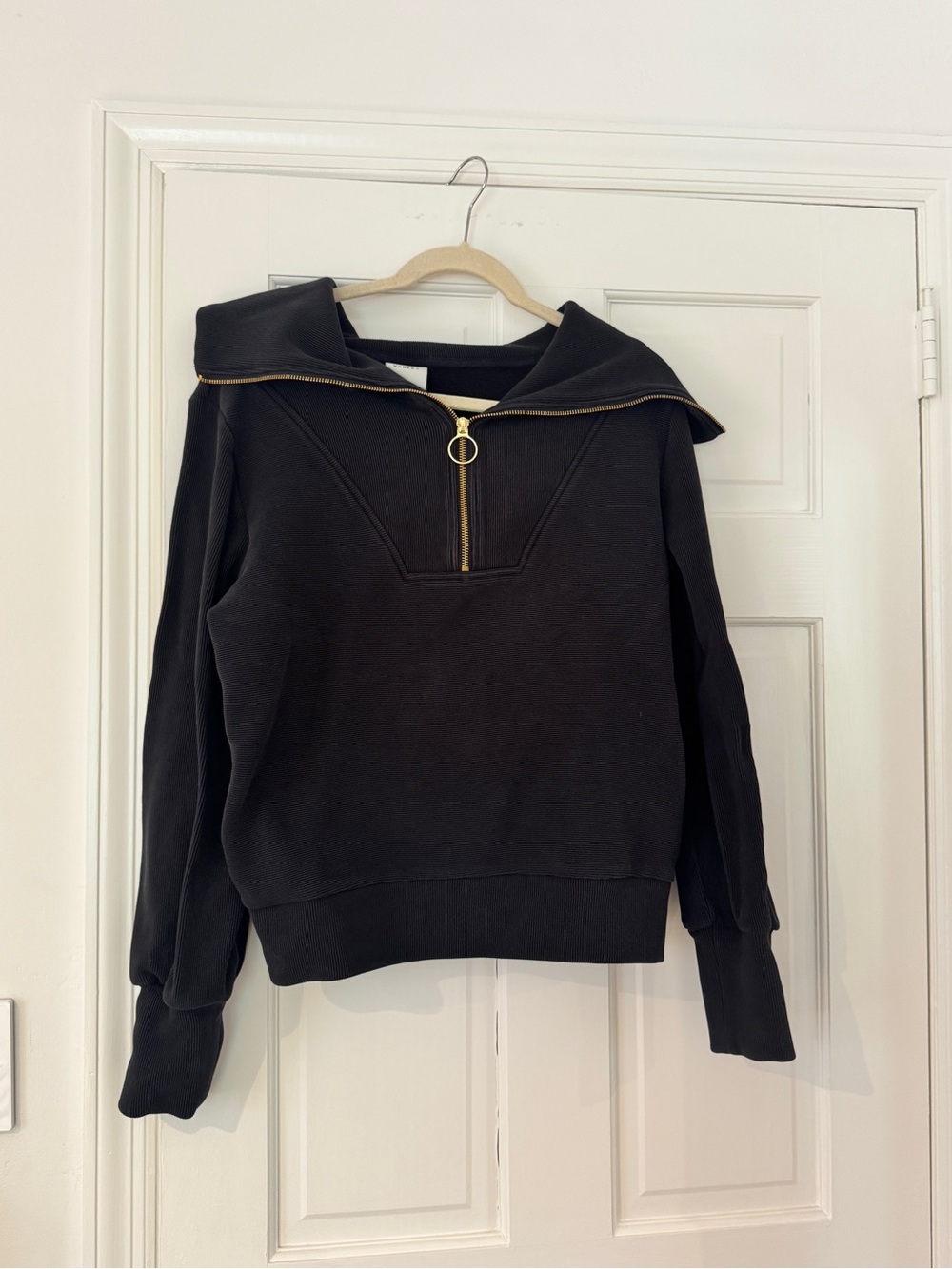 Varley Black Half-Zip Sweatshirt with Gold Zipper